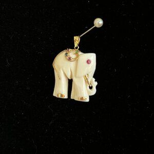 Carved Gemstone Elephant Pendant